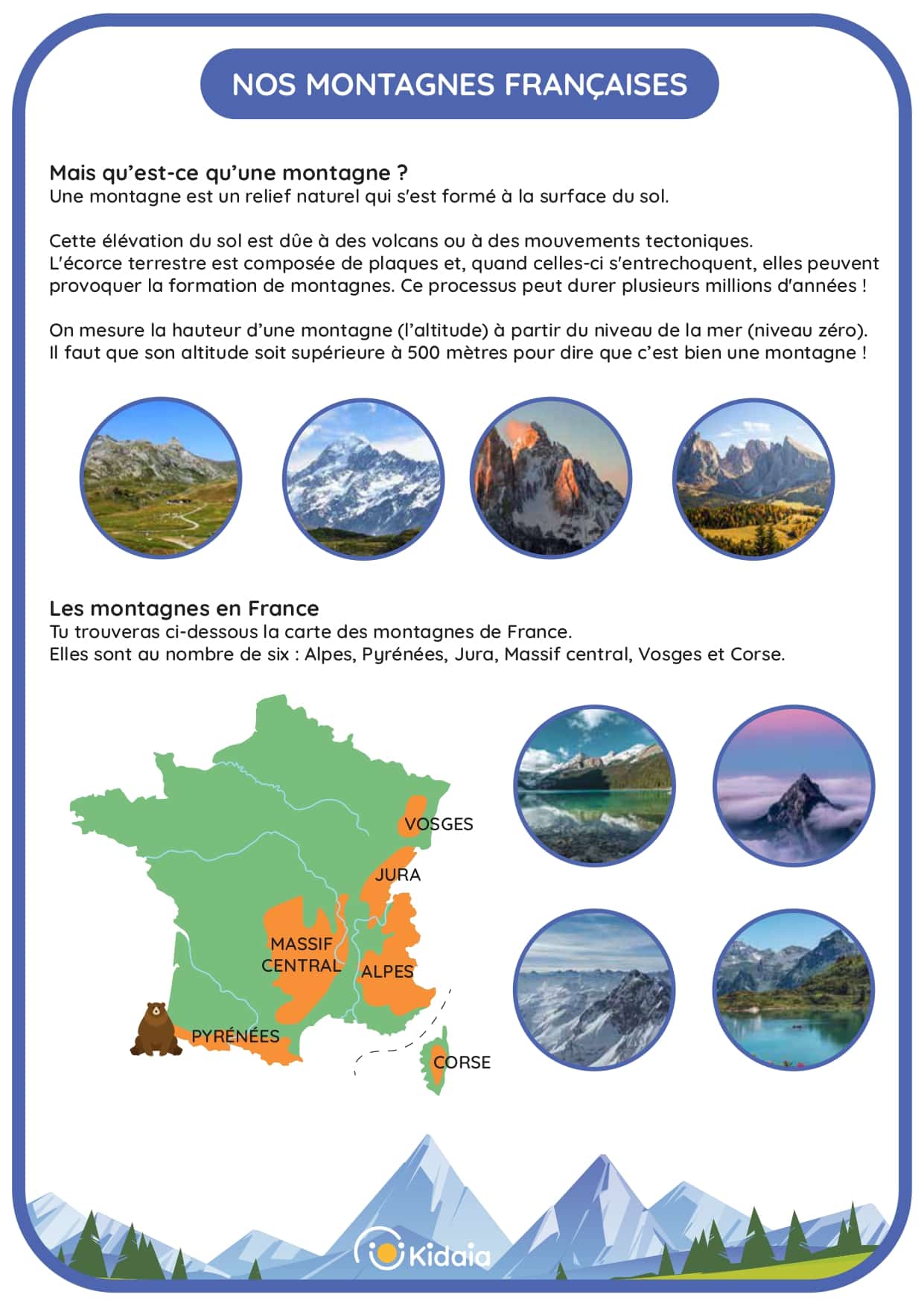 Cahier d'activités - Les secrets de nos montagnes - Les montagnes françaises