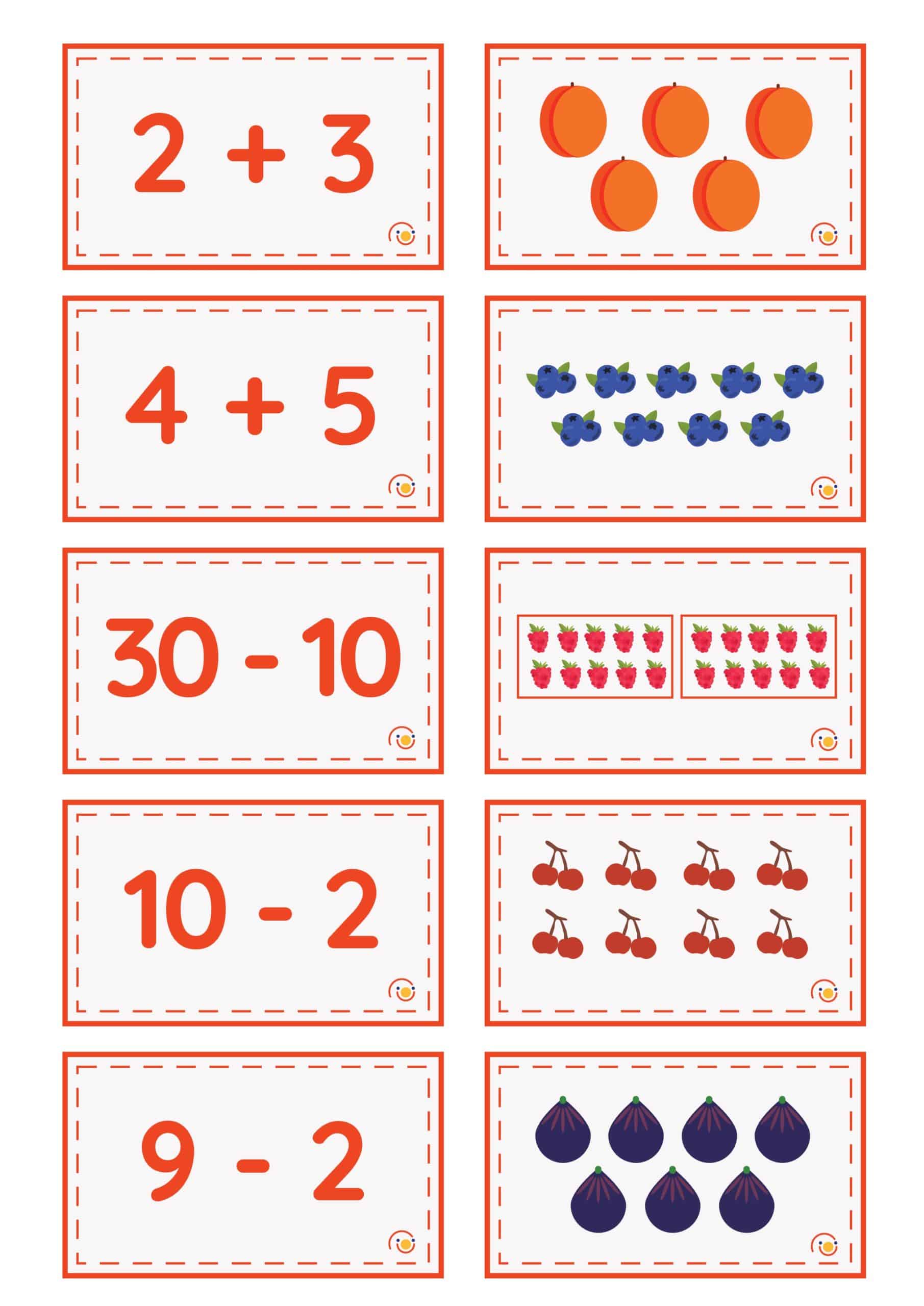 Memory des fruits de saison - tables d'additions