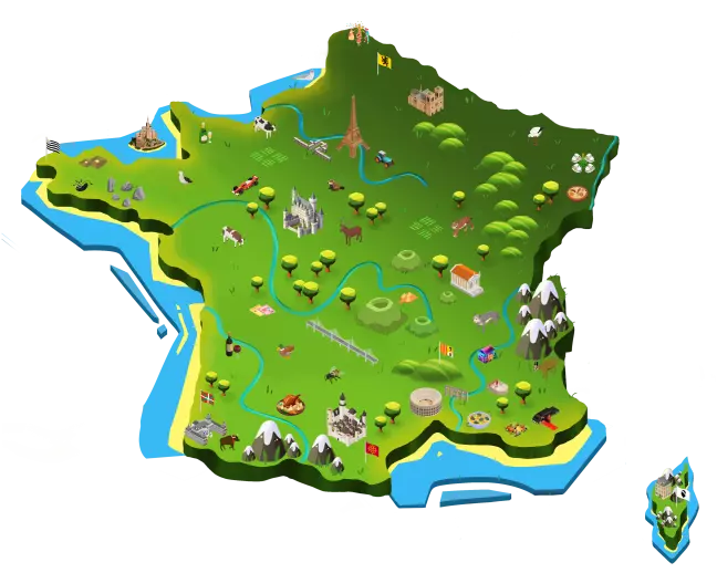 Carte de France de la platerforme éducative Kidaia